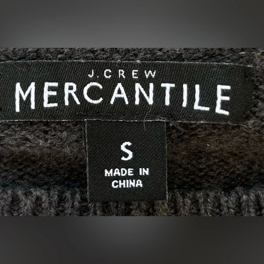 J. Crew Mercantile Small Dark Gray Knit Sweater Black Ribbon on Cuffs